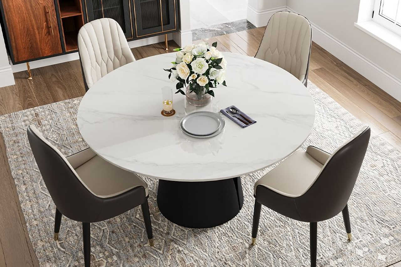 Black carbon steel table base detail