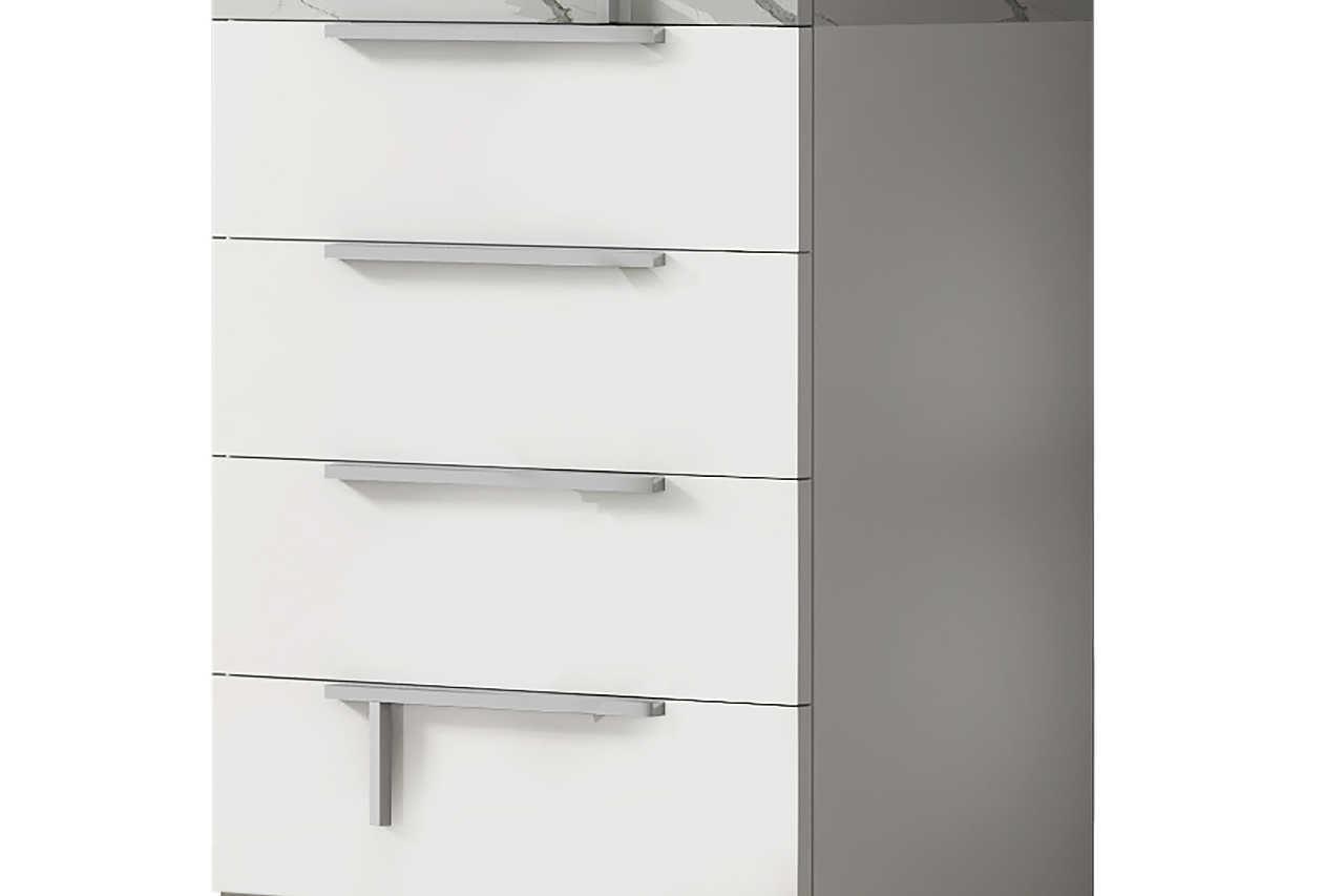 Sunset II White Marble Top Solid Wood Chest front angle