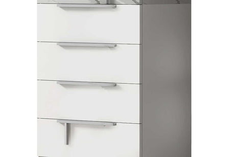 Sunset II White Marble Top Solid Wood Chest front angle