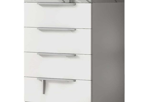 Sunset II White Marble Top Solid Wood Chest front angle