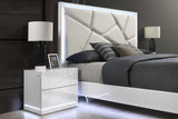 Side view of Lana White Upholstered Queen Panel Bed