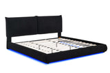 Zima bed footboard and platform base in black teddy fabric