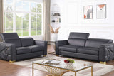 Astra Dark Navy Leather Living Room Set