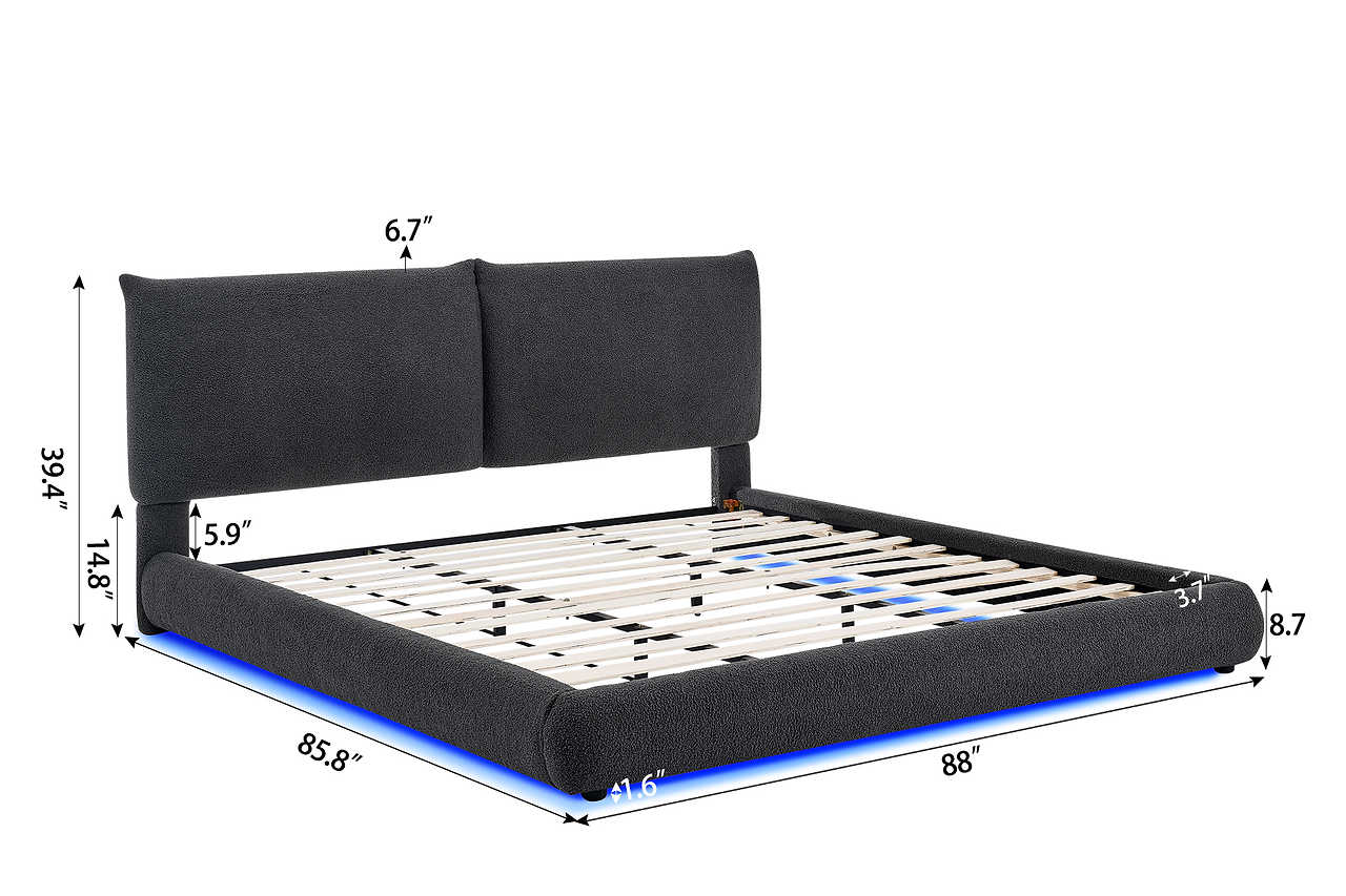 Zima King Bed platform design and LED lighting detail