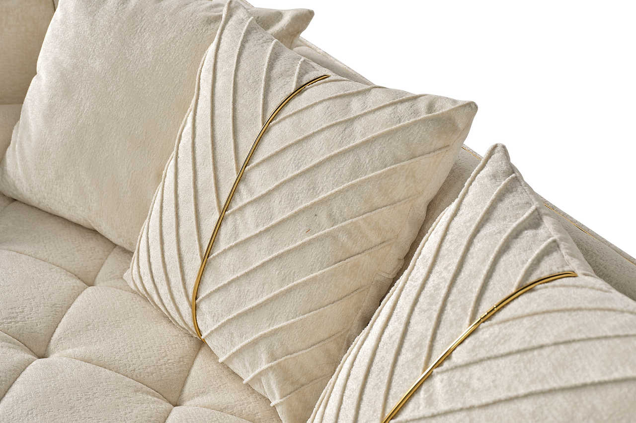 Close-up of chenille fabric texture on Elit Off White chair