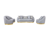 Side view of Olena Dove Grey sofa and loveseat