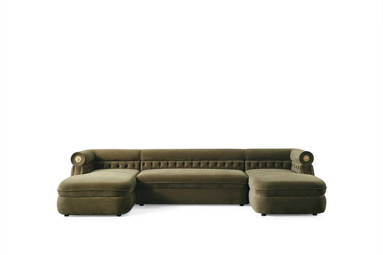 Brooklyn Green Sectional Sofa side view