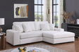 Cream sectional sofa angled view showing chenille upholstery and chaise