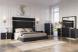 main view of Evon Black Upholstered Panel Bedroom Set bed