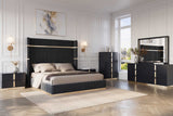 main view of Evon Black Upholstered Panel Bedroom Set bed