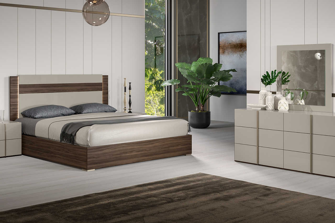 Aryan Beige Nightstand side angle highlighting neutral beige finish