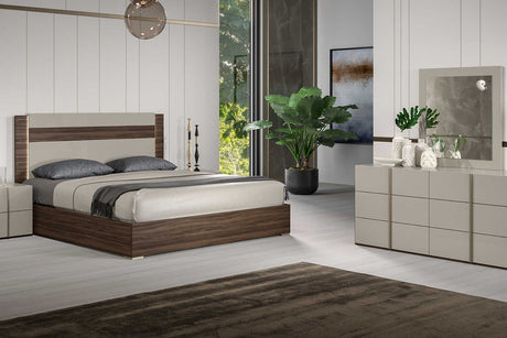 Aryan Beige dresser, mirror, and nightstand set in beige finish