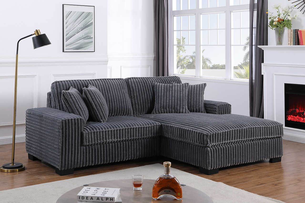 Room setting with Comfy II Grey 2-Piece Sectional Sofa