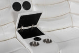 Storage console with USB and Bluetooth speaker in white sectional