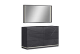 Zoe Graphite Modern Contemporary High Gloss Lacquer Solid Wood 5-Drawers Chest - Ella Furniture