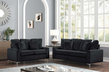 Elina Black Velvet Sofa and Loveseat Set main view