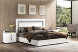 Mara White Modern Traditional Contemporary Marble Top Solid Wood LED Panel Bedroom Set - Ella Furniture