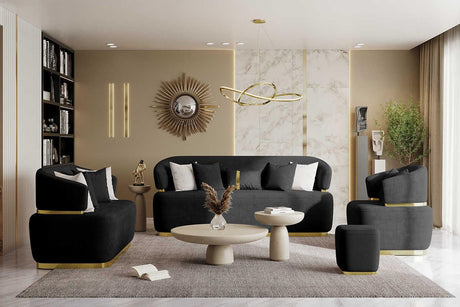 Eden black velvet sofa front view