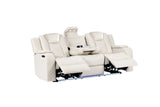 Eclipse Sand Air Leather power reclining loveseat with console