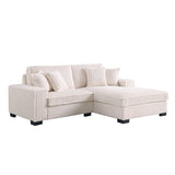 Side angle of Comfy II Cream Corduroy Sectional sofa