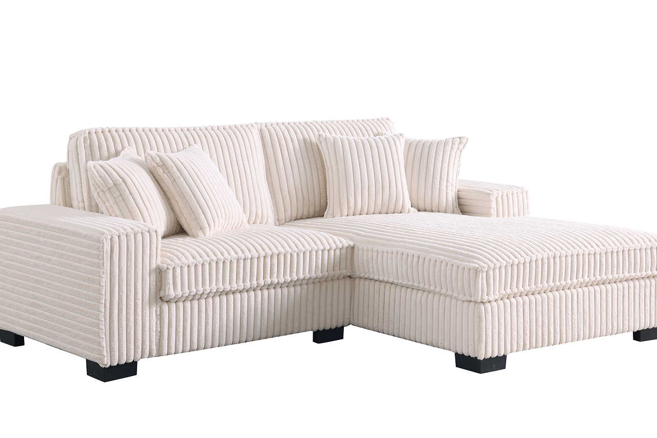 side angle of Comfy II Cream 2-Piece Sectional Sofa