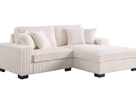 side angle of Comfy II Cream 2-Piece Sectional Sofa