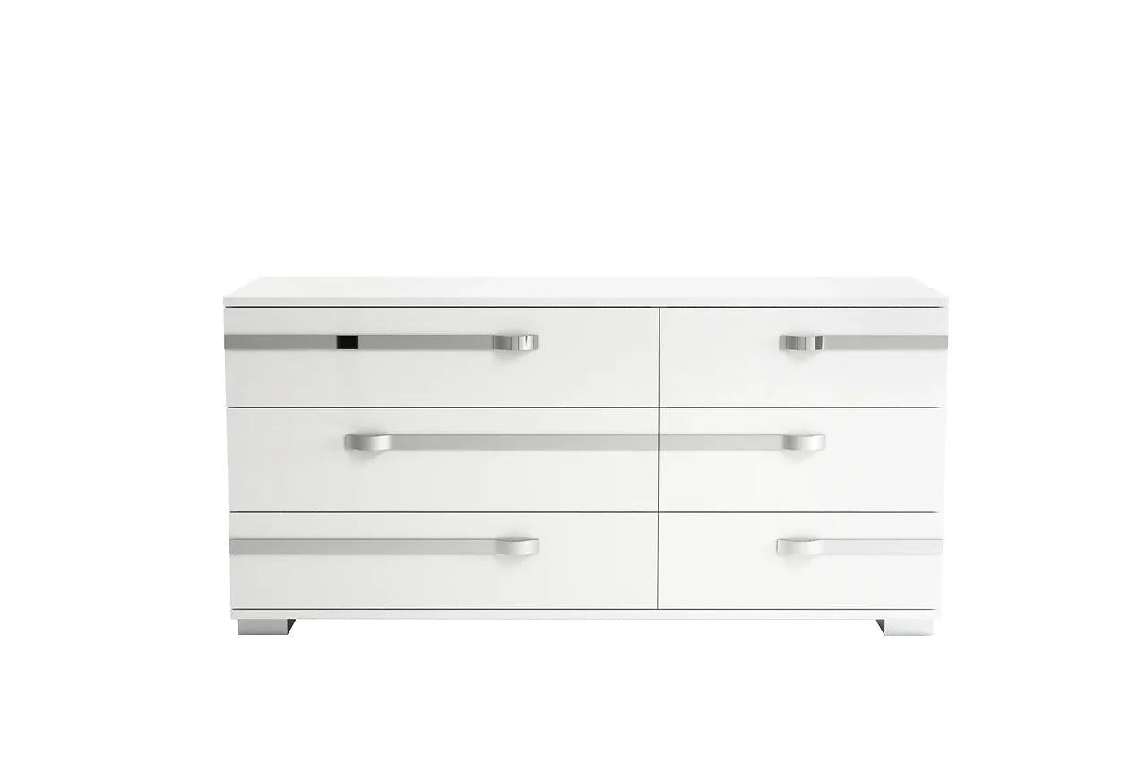 Dream Geo White Modern Contemporary Marble Top Solid Wood 5-Drawers Chest - Ella Furniture