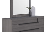 Sunrise Gray Nightstand in bedroom setting with ambient lighting