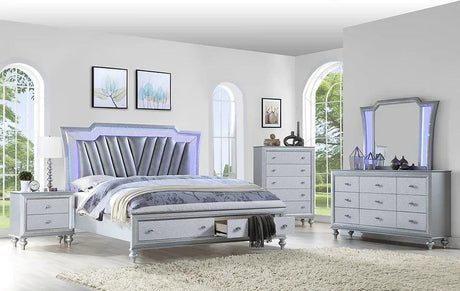 Star Silver LED Upholstered Storage Platform Bedroom Set bed main view