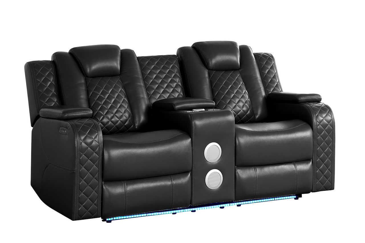 Eclipse black air leather power recliner side view