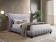 Everly Grey king fabric platform bed front angle