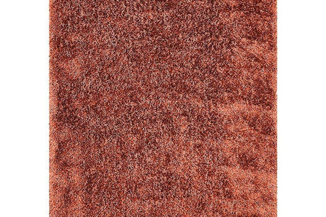 Afro Shag Rust 5x7 Art Silk Shine Rug displayed flat on floor