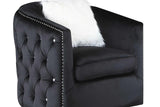 Paris Black Velvet Tufted Loveseat side view