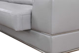 Side profile of Pella Light Grey Leather Sectional sofa