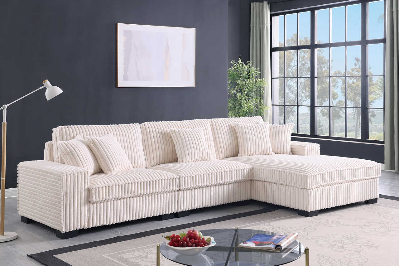 main view of Comfy II Cream 3-Piece Sectional sectional sofa
