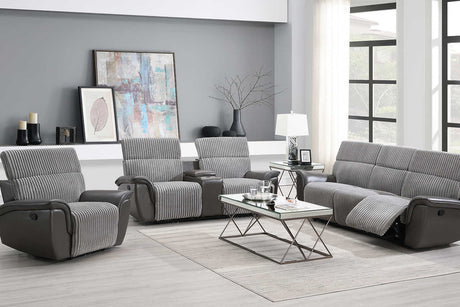 Twist Grey Reclining Sofa front angle