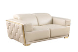Hexor living room set full arrangement featuring sofa, loveseat, and chair in beige leather