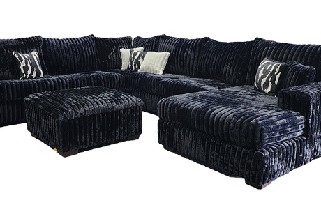 Texan black corduroy ottoman side view