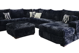 side view of Texan Black Corduroy Sectional sectional sofa