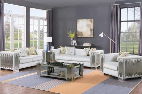 Token White Velvet Accent Chair angled side view