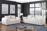 Back view of Eli White Fabric Chair showing fabric and frame