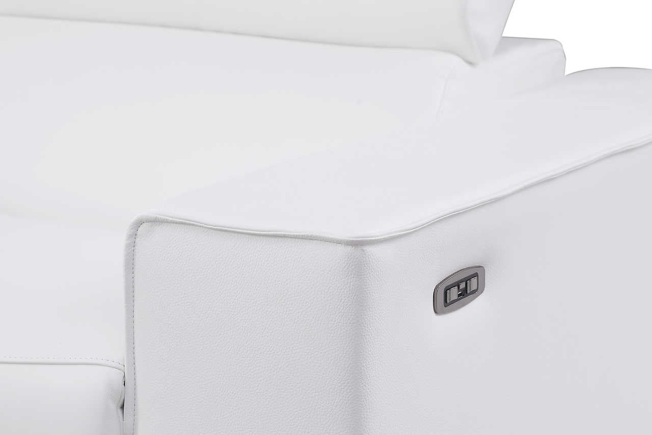 Power headrest adjustment on white sectional