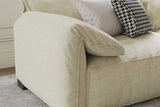 Front angled view of Jovi beige sofa