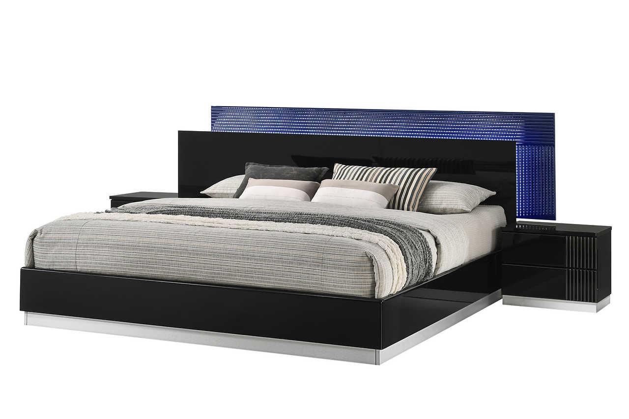 Modena Black Nightstand open drawer view
