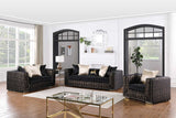 Konya Black Gold Velvet living room sofa set front view
