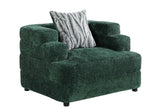 side view of sofa in Stepso Green Boucle set
