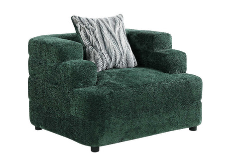 side view of sofa in Stepso Green Boucle set