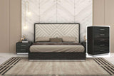 Side angle of Dion Gray Modern Queen Bed showing headboard