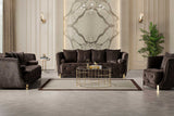 Side view of Elit Brown Chenille Accent Chair
