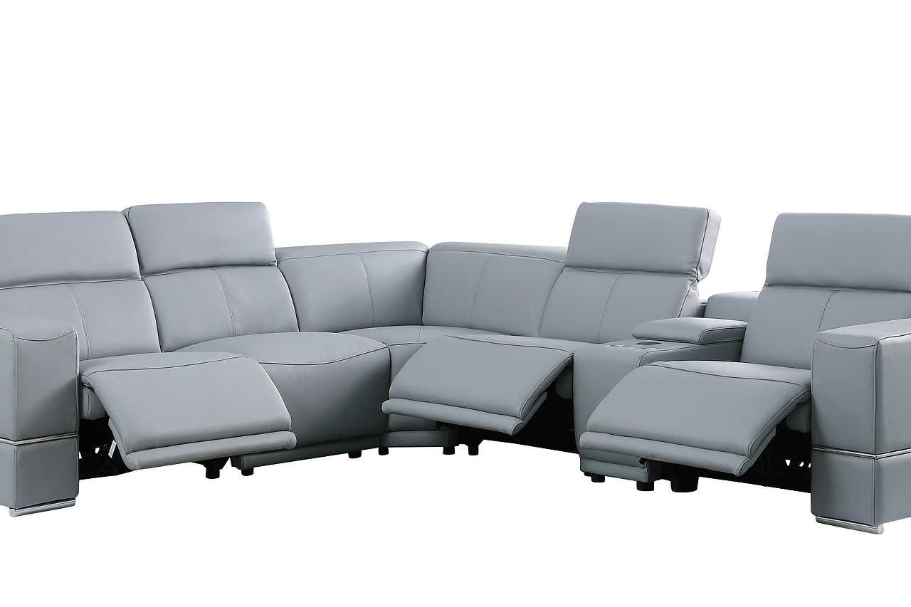 Franco light blue sectional seating area close-up
